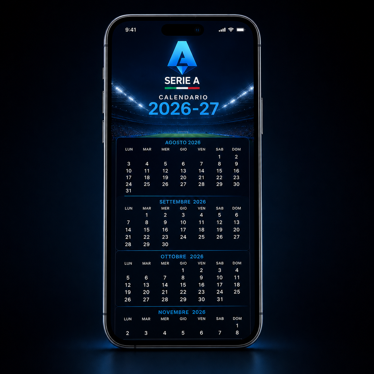 Calendario 2026/27 SERIE A